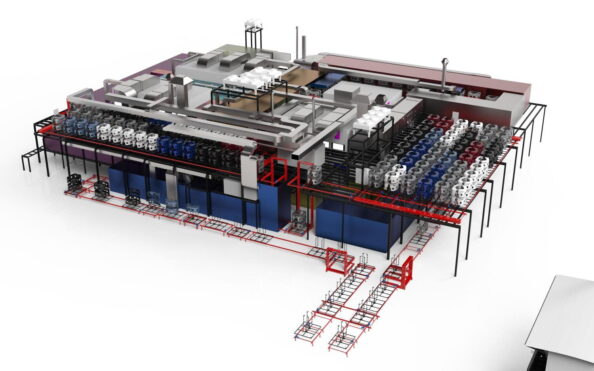 Computergrafik einer kompletten Beschichtungsanlage