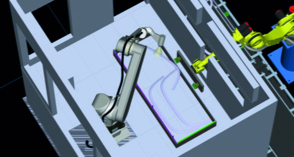 Computerdarstellung der Roboterlackierung