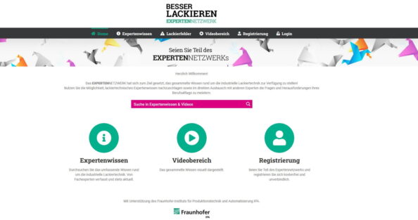 Screenshot von der Homepage des BESSER LACKIEREN Expertennetzwerks