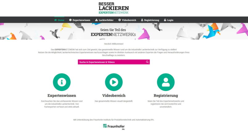 Screenshot von der Homepage des BESSER LACKIEREN Expertennetzwerks