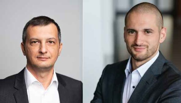 Metin Kuyucu (li.) und Michael Nazar Ilchuk (re.) sind seit diesem Jahr Teil der Gruppe Lackierprozessentwicklung am Fraunhofer IPA. Foto: Fraunhofer IPA