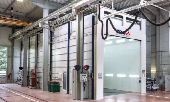 large paint booth with zone ventilation