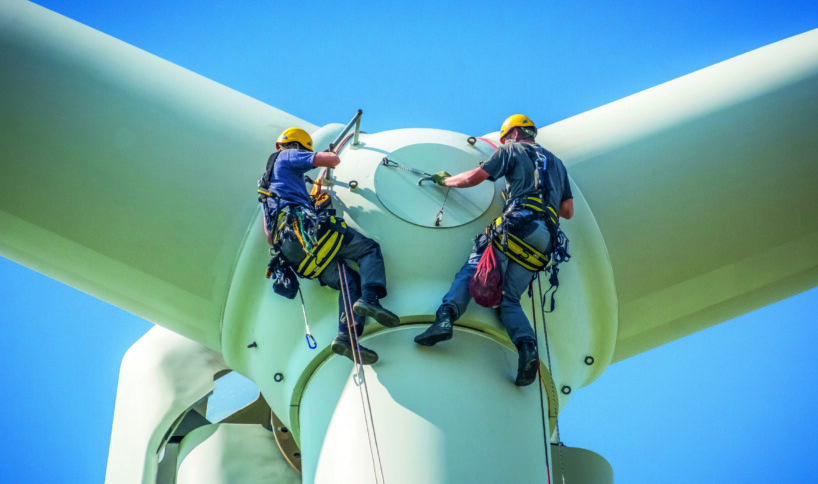 Nahaufaufnahme einer Windturbine