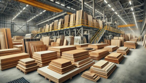 Symbolfoto: Lagerhalle mit plattenförmigen Holzwerkstoffen